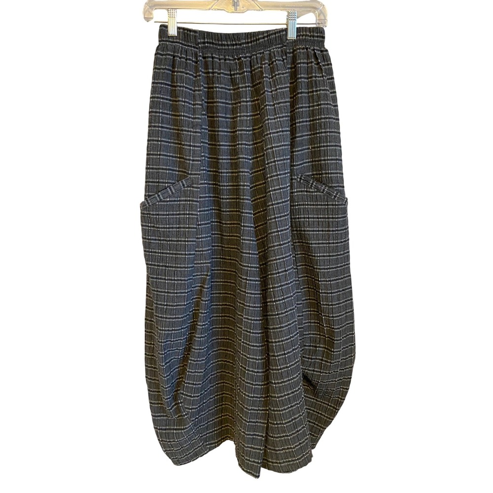 Dress To Kill Grey Plaid Balloon Pants Lagenlook Textured Lantern Trousers Sz 2